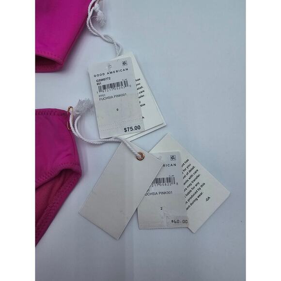 Good American Women's Fuchsia Pink Bikini Top XS/0 & High Rise Bottoms M/2 NWT - Picture 7 of 16